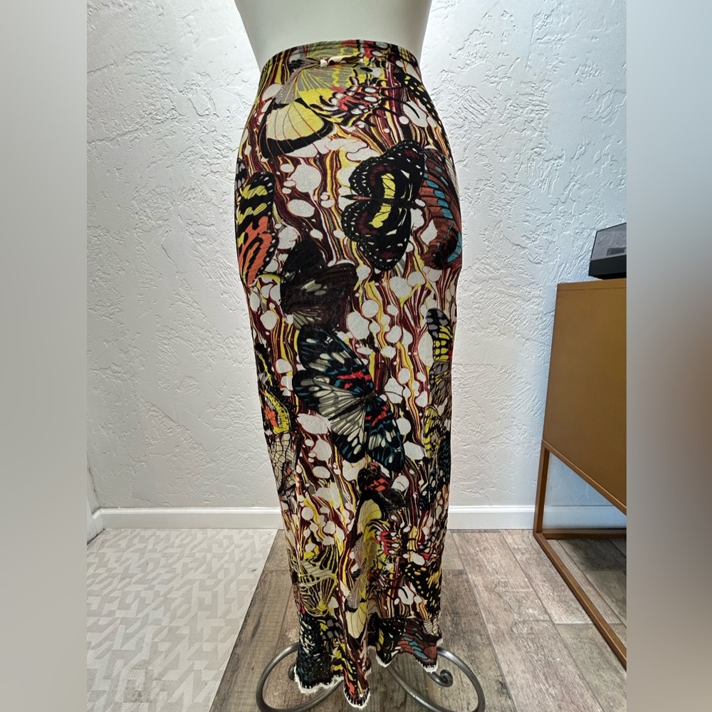 Jean Paul Gaultier Vintage Butterfly-Print Maxi Skirt Size Large - Picture 2 of 5